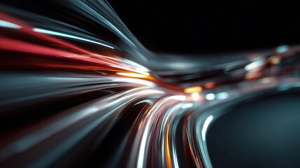 Poster - Dynamic 3D Composition of Blurred Neon Arcs in Vibrant Motion
