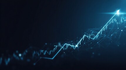 Poster - Transparent Line Graph Growing on Dark Background with Light Effects