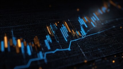 Poster - Vibrant Digital Cryptocurrency Chart with Glowing Blue Elements
