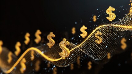 Poster - Golden Dollar Signs with Profit Chart in Radiant Infographic Design