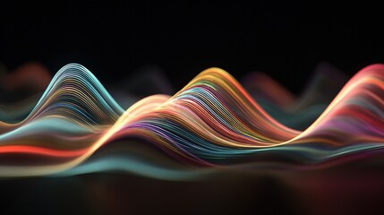 Poster - Colorful Digital Waveforms Glowing in the Dark Background