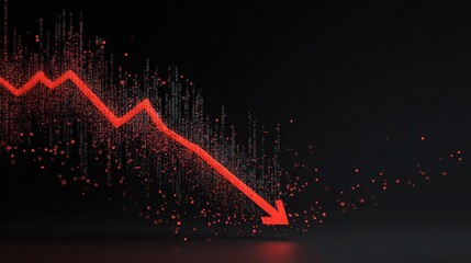Poster - Abstract Representation of a Plummeting Line Graph in Red Tone