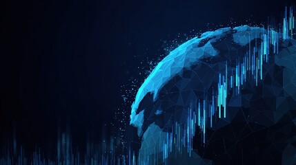 Poster - Stylized Tech Background with Polygonal Globe and Shapes