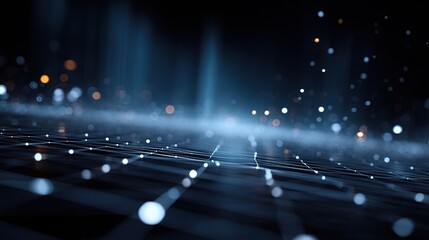 Poster - Futuristic Digital Background with Grid and Nodes in Technology Setting
