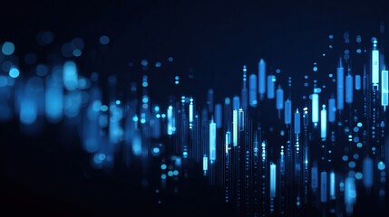 Poster - Abstract Digital Blue Candlestick Chart with Blurry Background