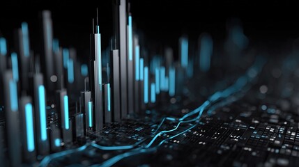 Poster - Sleek 3D Graph with Luminescent Bars in Market Visualization