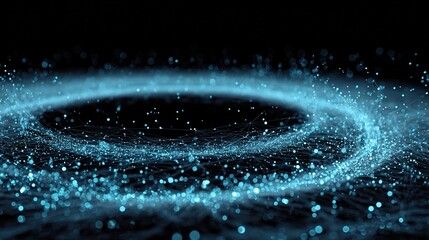 Poster - Glowing Blue Circles Forming a Digital Data Vortex in Motion