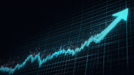 Poster - Minimalistic Growth Strategy Illustration with Arrow and Graph Lines