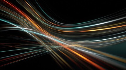 Poster - Dynamic 3D Composition of Blurred Neon Arcs in Vivid Colors