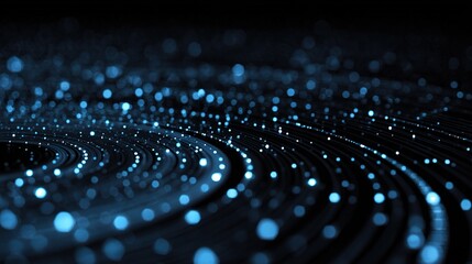 Poster - Vibrant Blue Digital Circles and Glowing Dots in Motion