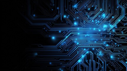 Poster - Futuristic Blue Circuit Board Design with Glowing Elements