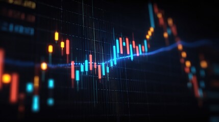 Poster - Glowing Blue Cryptocurrency Chart with Digital Data Representation