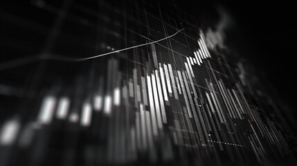 Poster - Sleek Black and White Stock Chart Showing Ascending Trend Lines