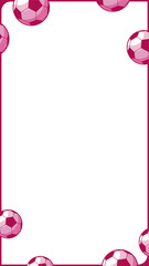 Poster - Flat graphic featuring magenta frame framing clear interior, edging pink white soccer balls