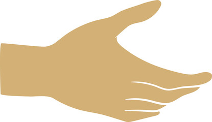 Poster - Showing golden hand silhouette extending palm to right in flat style with transparent background