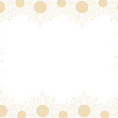Poster - Sun-themed frame is forming in vector repeating wavy rays and star sparkles on transparent canvas