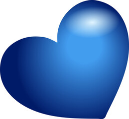 Poster - Gradient blue heart icon is showing glossy highlight and radial shading on transparent background