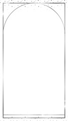 Poster - Flat design silver arched frame is floating on transparent field with scattered dot and star glints