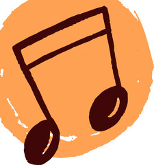 Aufkleber - Stylized eighth note is appearing over orange brush circle in flat design transparent background