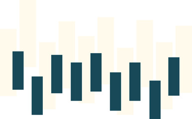 Poster - Displaying abstract candlestick with alternating cream teal bars on clear background, copy space