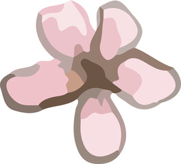 Poster - Showing flat design five-petaled flower blending pink and brown blocks on transparent background