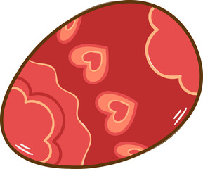 Poster - Flat design egg-shape is floating on transparent background with red pink hearts and wavy lines