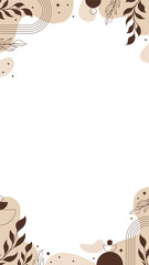 Poster - Surrounding teal area with frame featuring beige blobs leaves brown circles on transparent bg