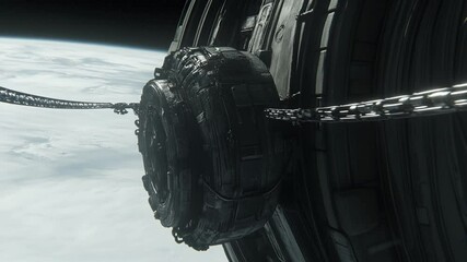 Poster - Space Station in Orbit Around Earth With Intricate Design Generative AI