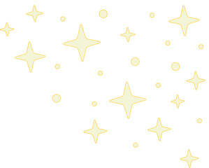 Poster - Golden starburst shapes and circular dots dancing in flat design with transparent background