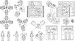 © Supernova - Architectural Drawings, people plan vector in park out door illustration, top view, Minimal style hand drawn, set elements for architecture and landscape design. Sections, Elevations, Floor Plans.