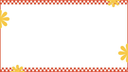Poster - Orange film frame featuring square cutouts and yellow flowers on transparent background, copy space
