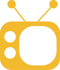 Poster - Retro television icon showing flat yellow with two dials and antennas on transparent background