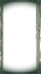 Poster - Showing weathered green frame border with oval cut-out in flat style, clear background