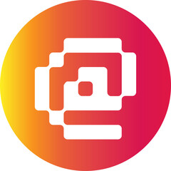 Poster - Showing nested white rectangles icon on round gradient from yellow to pink, transparent background