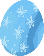 Poster - Displaying stylized egg with abstract blue shading and blue floral motifs on transparent backdrop