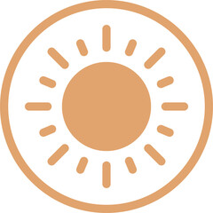 Poster - Flat design is showing stylized sun icon in circular frame, with rays and transparent background