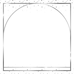 Poster - silver arched frame is floating in flat design with sparkles on transparent background, copy space
