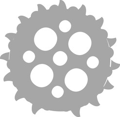 Poster - Abstract spiky gear shape is floating in flat design with circular cutouts, transparent background