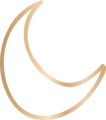 Poster - Floating abstract stylized crescent moon outline on transparent background, featuring gold gradient