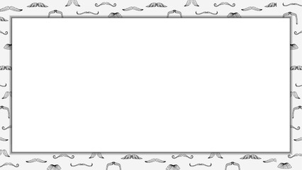Poster - Teal panel is hovering on transparent background featuring mustache border, drop shadow, copy space