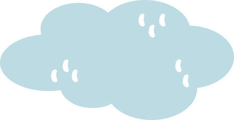 Poster - Flat light blue cloud is floating on transparent background highlighting contours and white accents