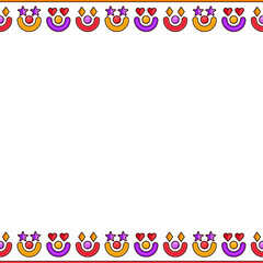 Poster - Flat abstract border pattern is running on transparent background, with repeating colorful shapes