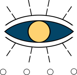 Poster - Flat design eye icon is featuring yellow pupil, black rays, white circles on transparent background