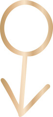 Poster - Abstract golden-gradient symbol is floating on transparent background, ring is forming arrow stem