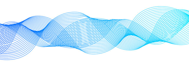 Aufkleber - Abstract Blue background with waves. Futuristic tech background with Curved wavy line. Wave pattern glowing science flowing line. Sense of depth, rhythm, and motion. Bright dynamic gradient effect.