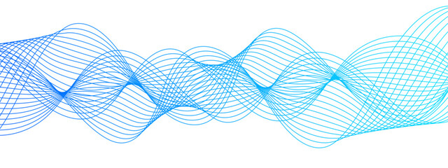Aufkleber - Abstract Blue background with waves. Futuristic tech background with Curved wavy line. Wave pattern glowing science flowing line. Sense of depth, rhythm, and motion. Bright dynamic gradient effect.