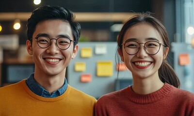 Poster - Happy colleagues in modern office