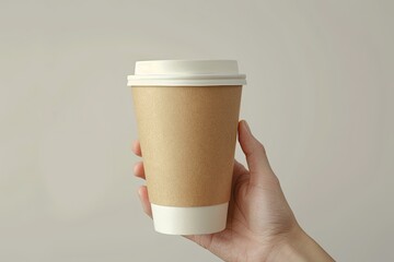 Fototapete - Flawless Image of Paper Cup Mockup Hand Holding