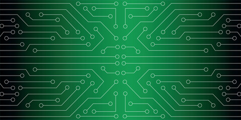 Fototapete - modern green black technology background with diagonal rounded lines. Geometric stripe line art design. digital technology design