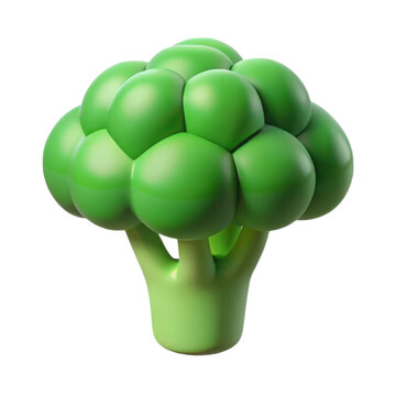 Green broccoli floret 3d render isolated on transparent background